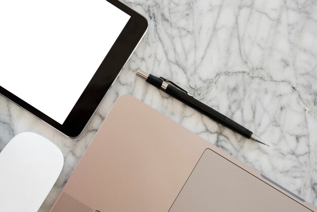Free Photo business desk arrangement with tablet