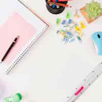 Free photo business desk assortment with notebook