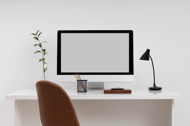 Free photo business desk concept with monitor