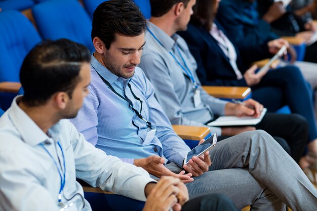 Business executives participating in a business meeting