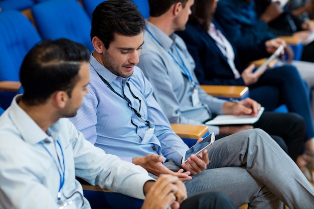 Business executives participating in a business meeting