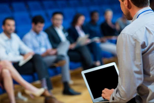 Business executives participating in a business meeting