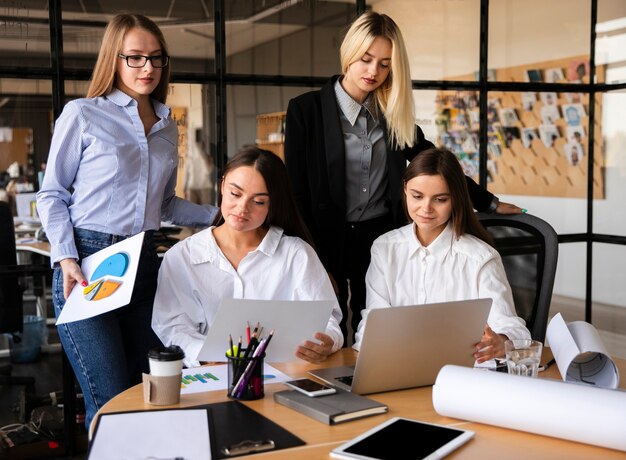 Business females working together