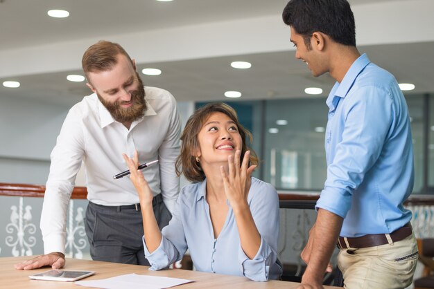 Business group of three celebrating success