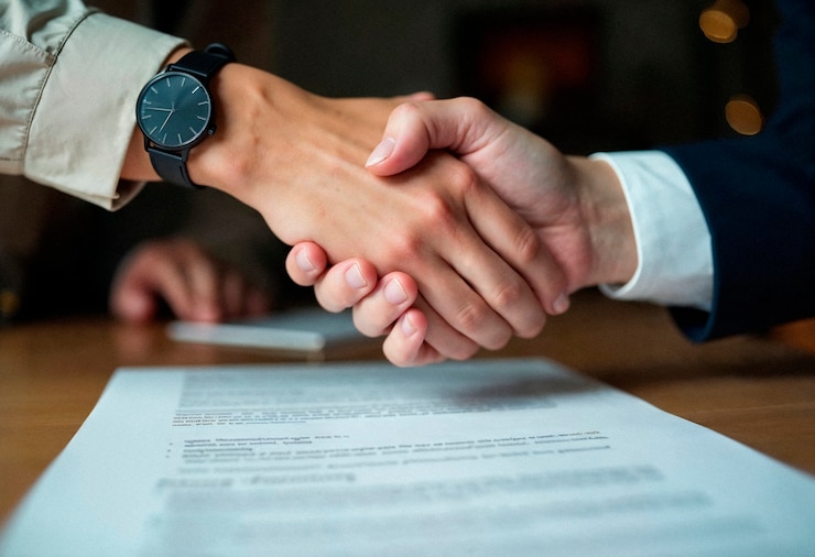 Free Photo business handshake on a contract.