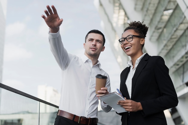 Business man gesturing with hand