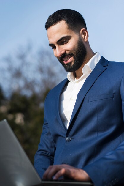 Business man working on laptop