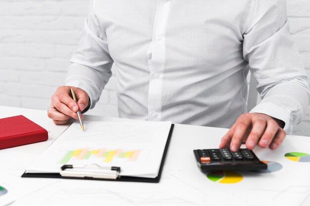 Business man working in a office desktop