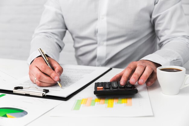 Business man working in a office desktop