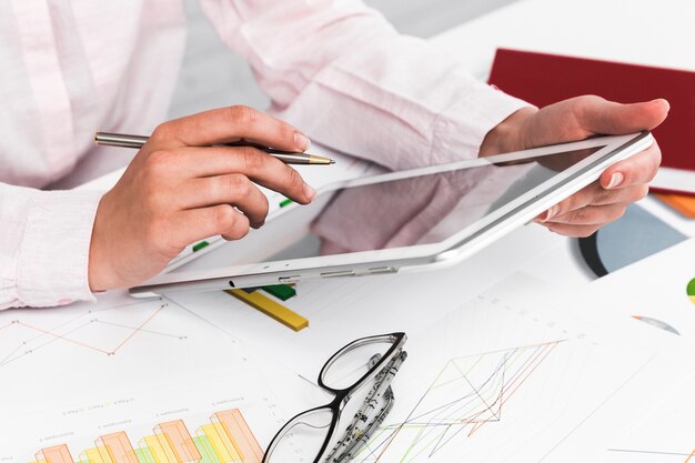 Business man working in a office desktop