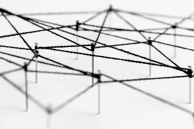 Business network background, connecting dots, technology design