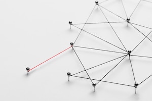 Business network background, connecting dots, technology design