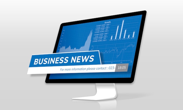 Business news on a screen monitor