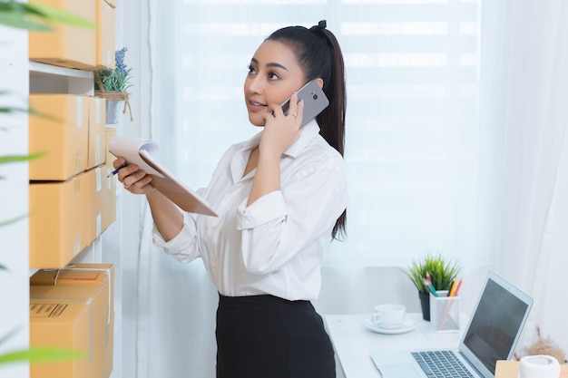 business owner working at home office 