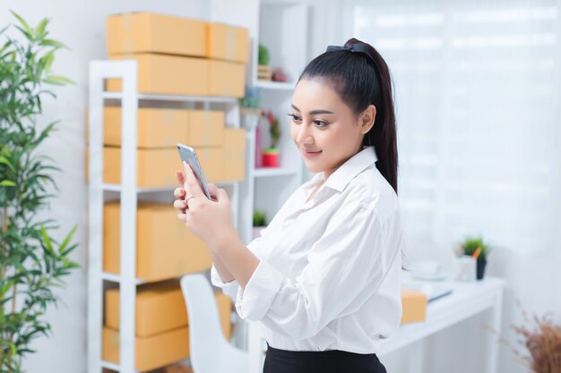business owner working at home office 