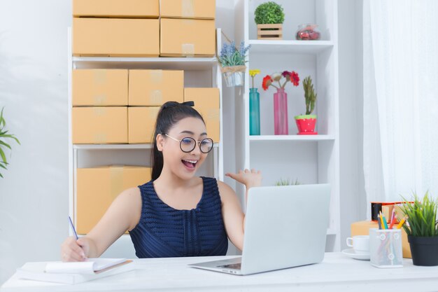 business owner working at home office 