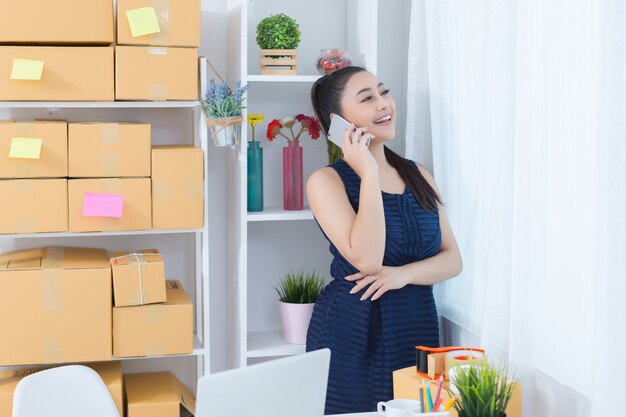 business owner working at home office 