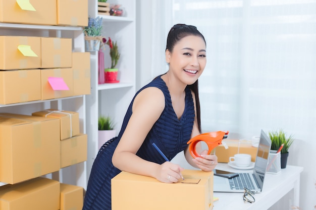 business owner working at home office 