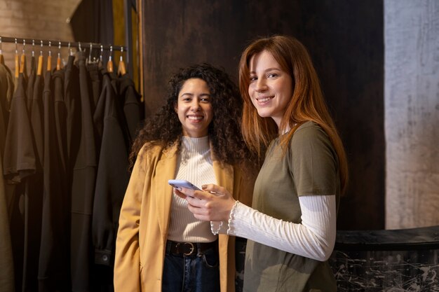 Business owners preparing their store