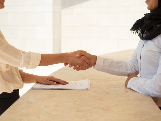 Business partners closing contract