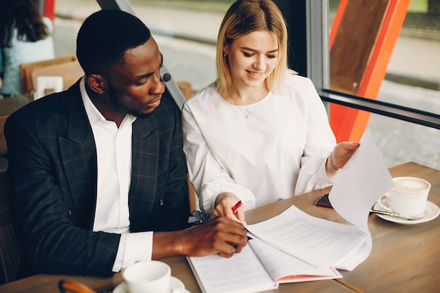 Business partners sitting in a cafe