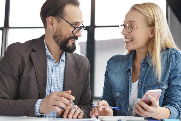 Business partners working in office