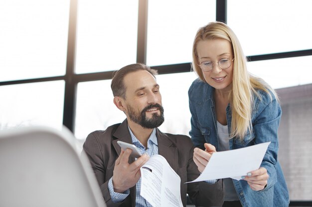 Business partners working in office