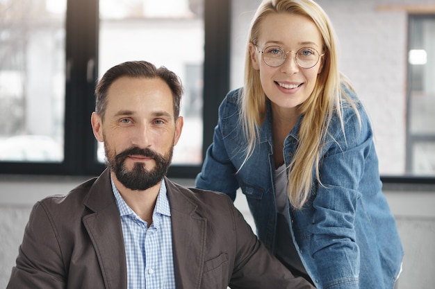 Business partners working in office