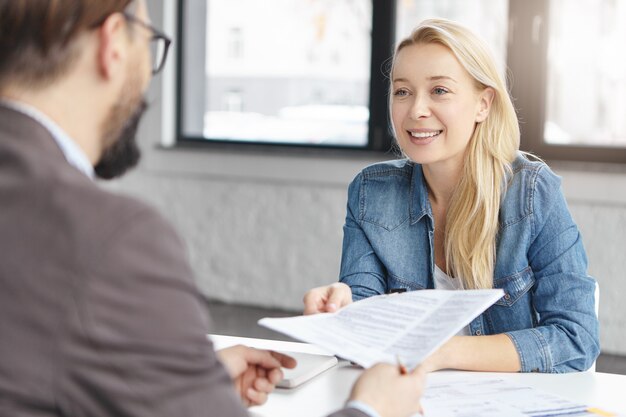 Business partners working in office