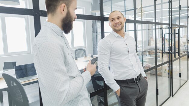 Business people conversating in office