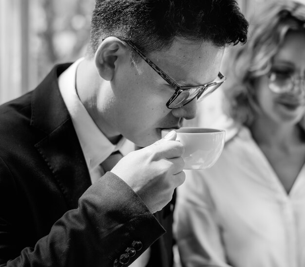 Business people drinking some beverage