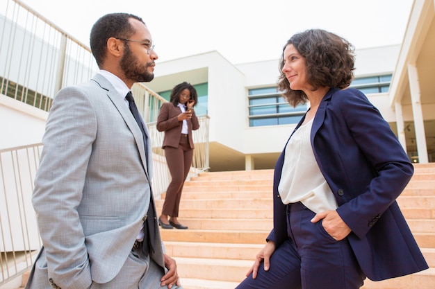 Business people looking at each other