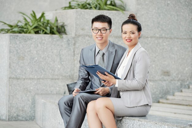 Business people meeting outdoors