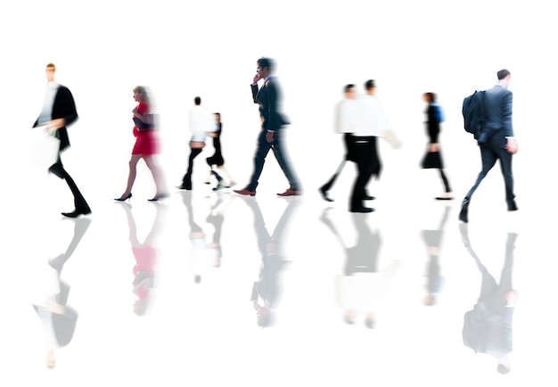 Free photo business people rush hour walking commuting concept