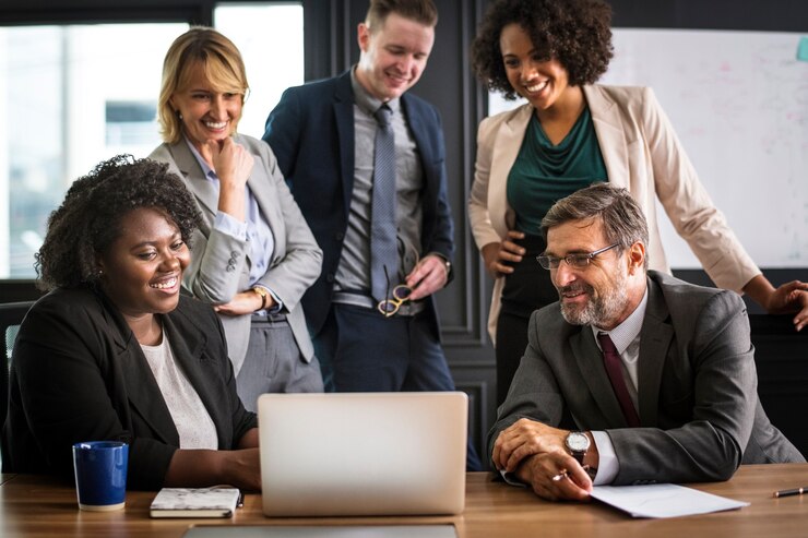 Free Photo business people in a video call meeting