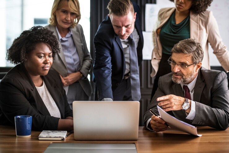 Free Photo business people in a video call meeting