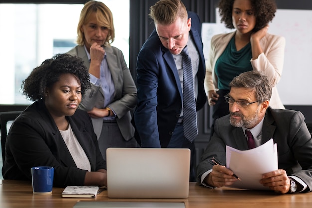 Business people in a video call meeting