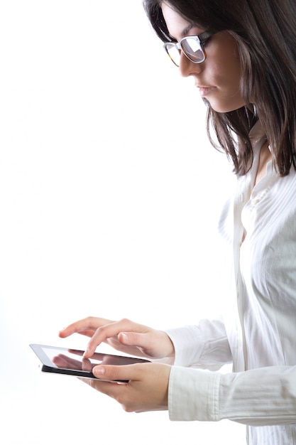 Business people at work using a digital tablet