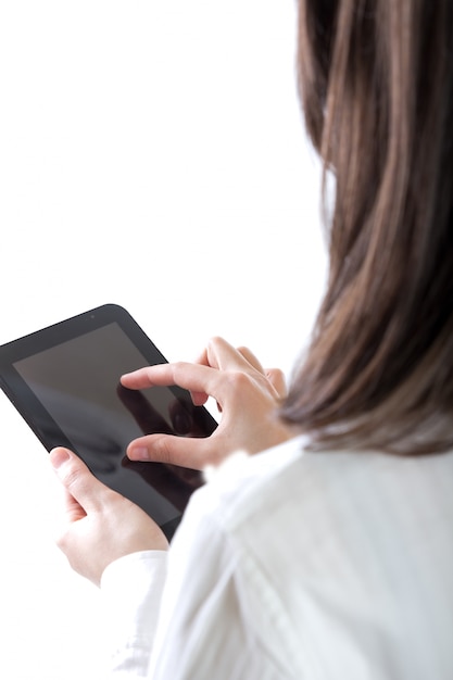 Business people at work using a digital tablet