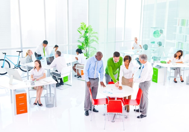 Business people working in a green office