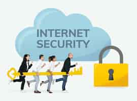 Free photo business people working on internet security