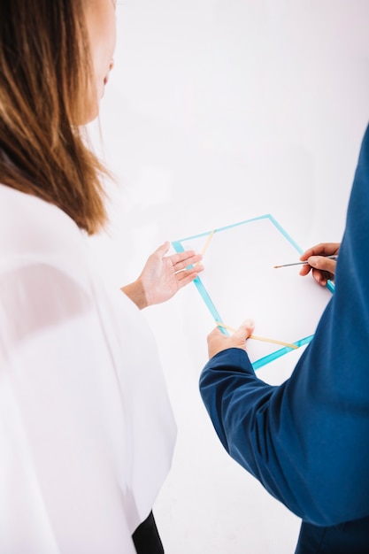 Business people working with clipboard