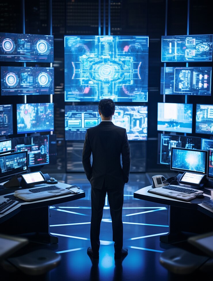Free Photo business person in futuristic business environment
