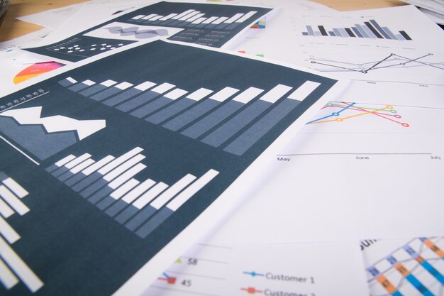 Business report. Graphs and charts.Business concept.