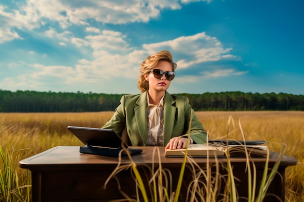 Business scene with nature