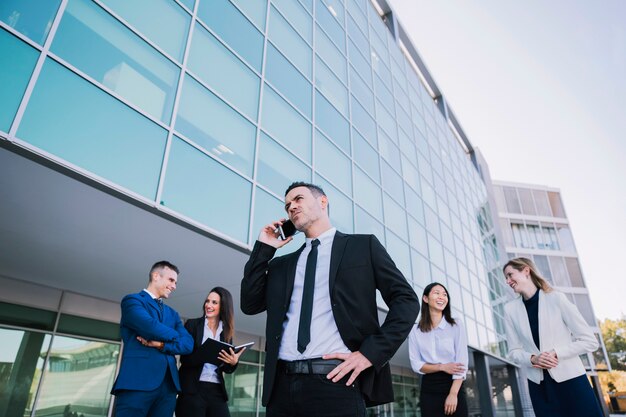 Business team scene outside