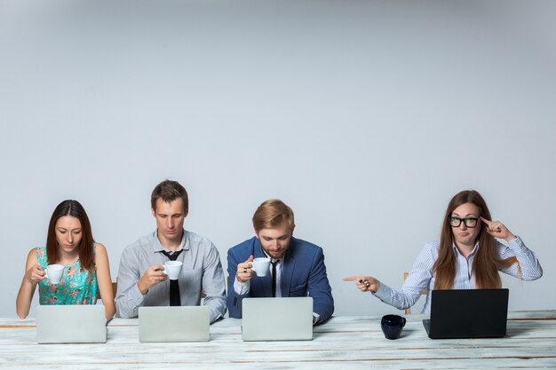 Business team working on their business project together at office