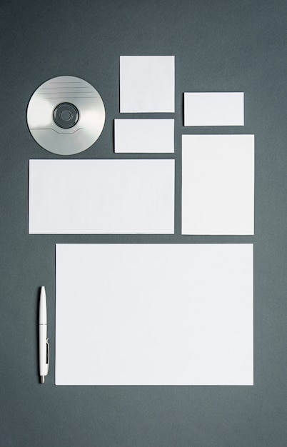 business template with cards, papers, disk