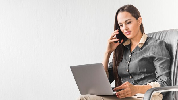 Business woman being busy at work