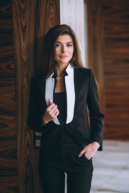 business woman in black suit